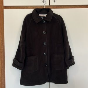 NWT XL black fleece pea coat from Brownstone Studio -Size XL.